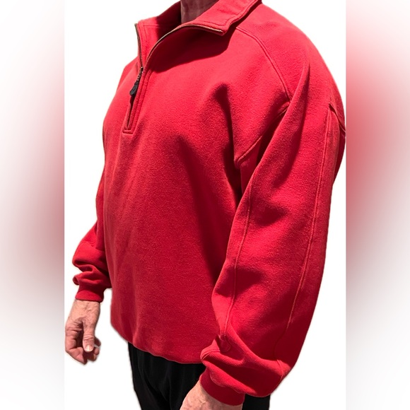 BACK PORCH Red Cotton Sweatshirt Classy 1/4 Zip Sporty Sugg Size L Great Cond - Picture 5 of 10